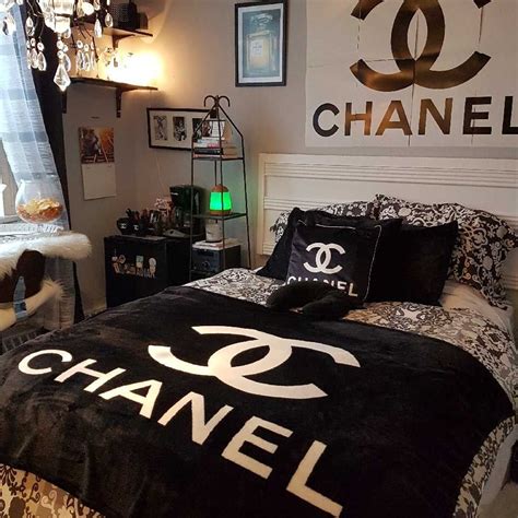 pink an black chanel room|chanel bedroom.